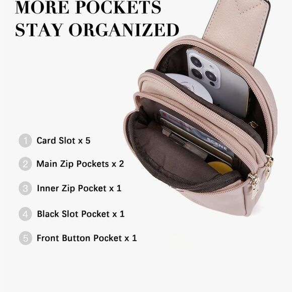 Bostanten Sm Sling Crossbody Blush Pink with adjustable Strap NWT - Picture 2 of 9